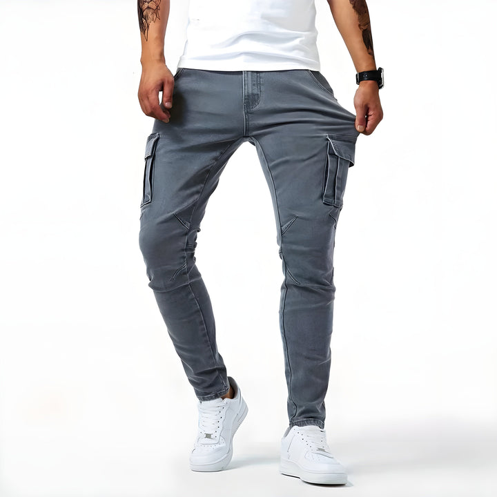 LAURENT | Pantalon cargo en denim extensible