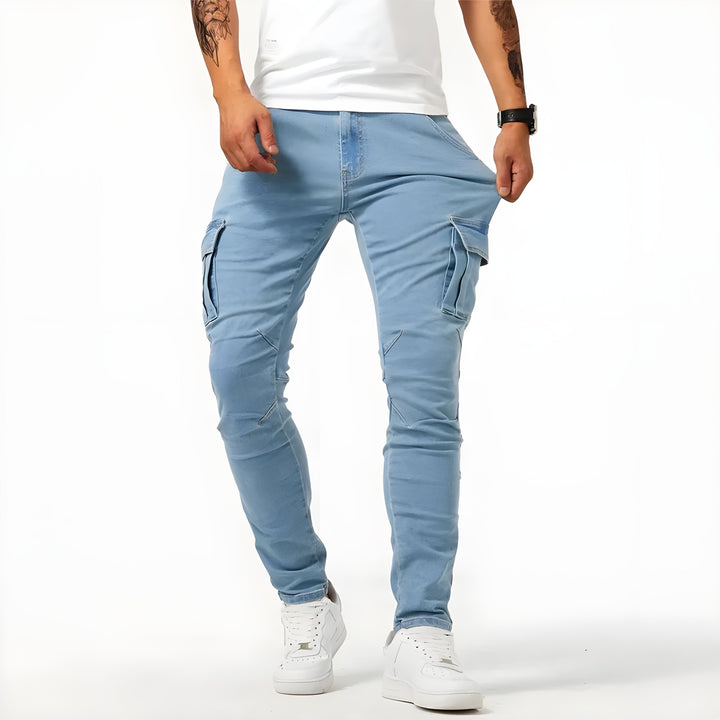 LAURENT | Pantalon cargo en denim extensible