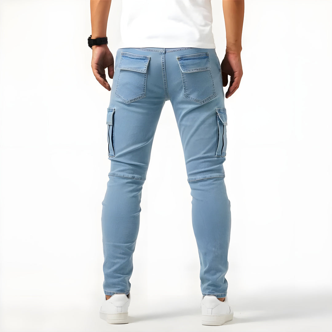 LAURENT | Pantalon cargo en denim extensible